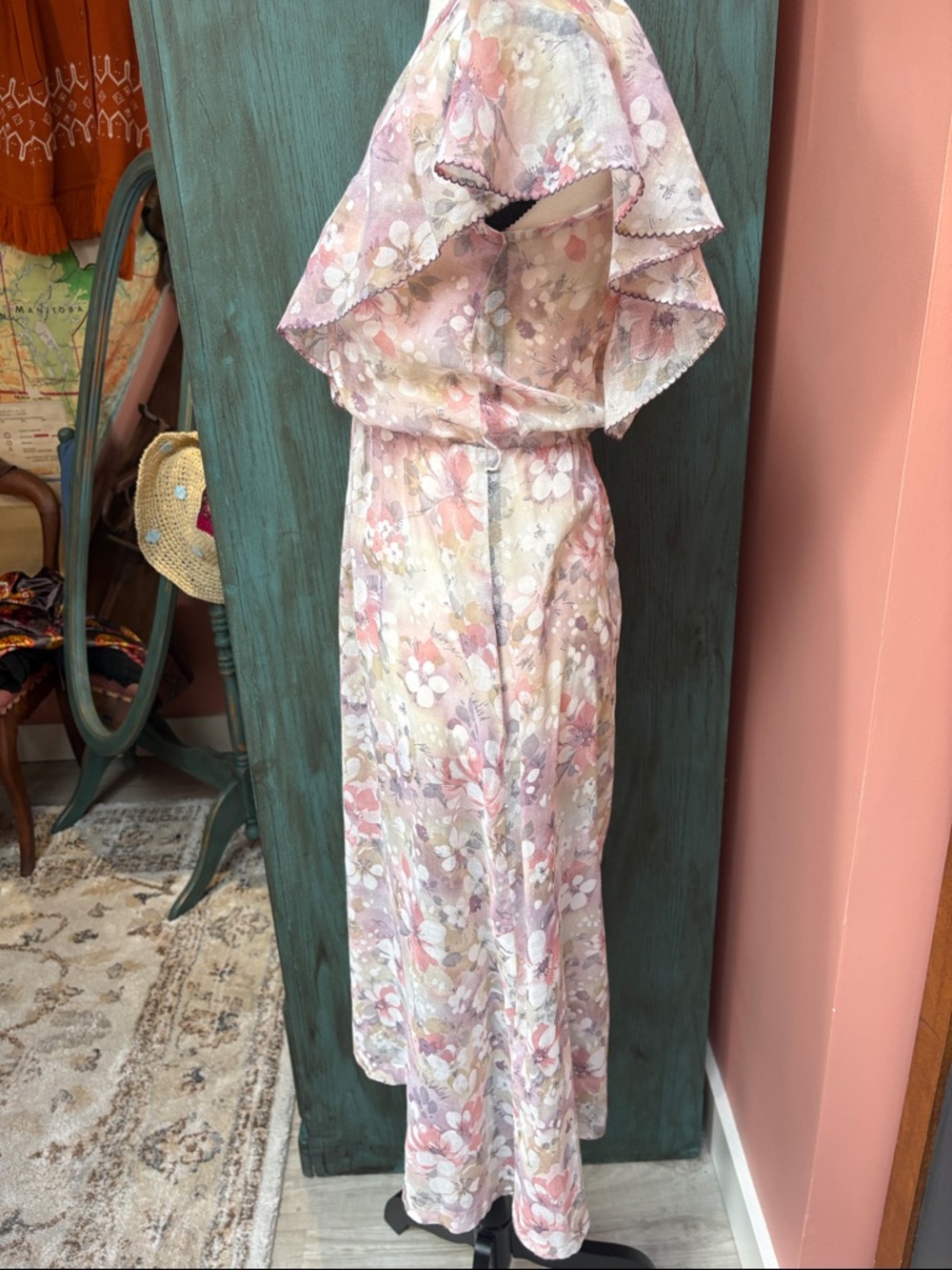 Vintage Sheer Floral Dress | Prairie Style Sz Sm-Med - Picture 8 of 11